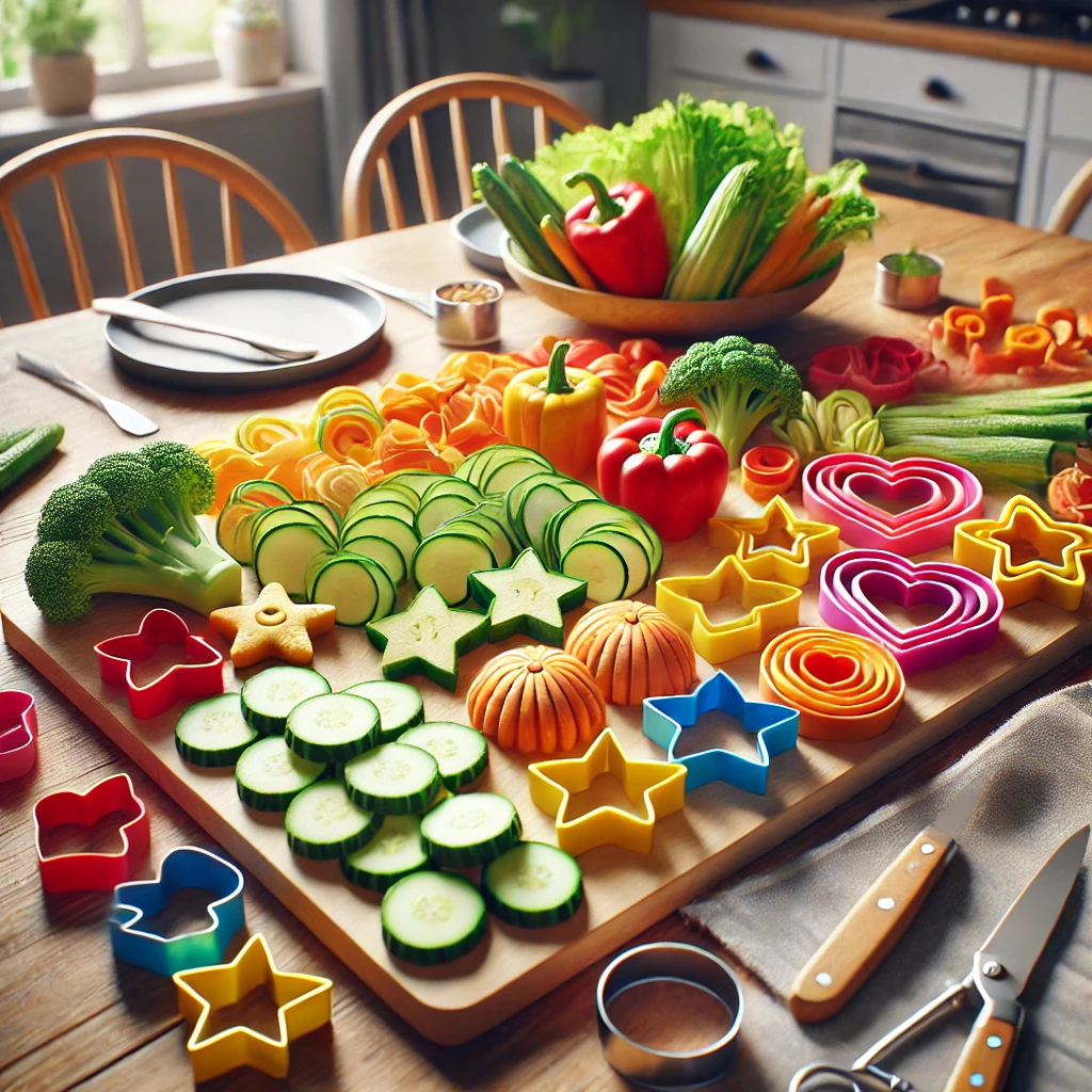 cut vegetables with cookie cutters