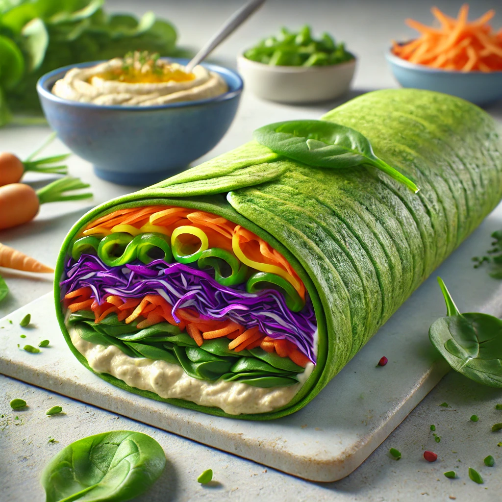 healthy colorful veggie wraps